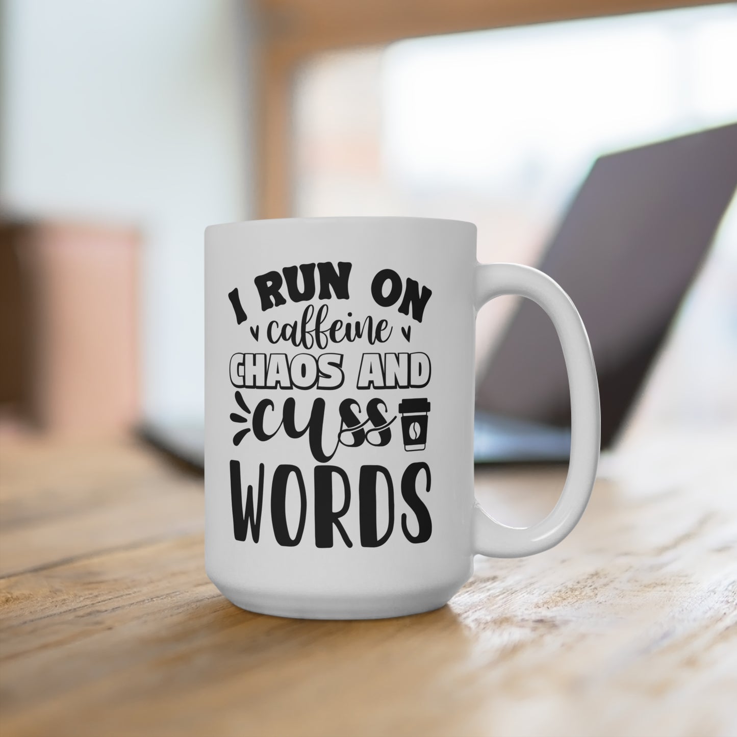 Caffeine & Cuss Words Mug | Funny Coffee Cup for Writers, Gift for Coffee Lovers, Humor Mug for Office, Ideal for Birthdays