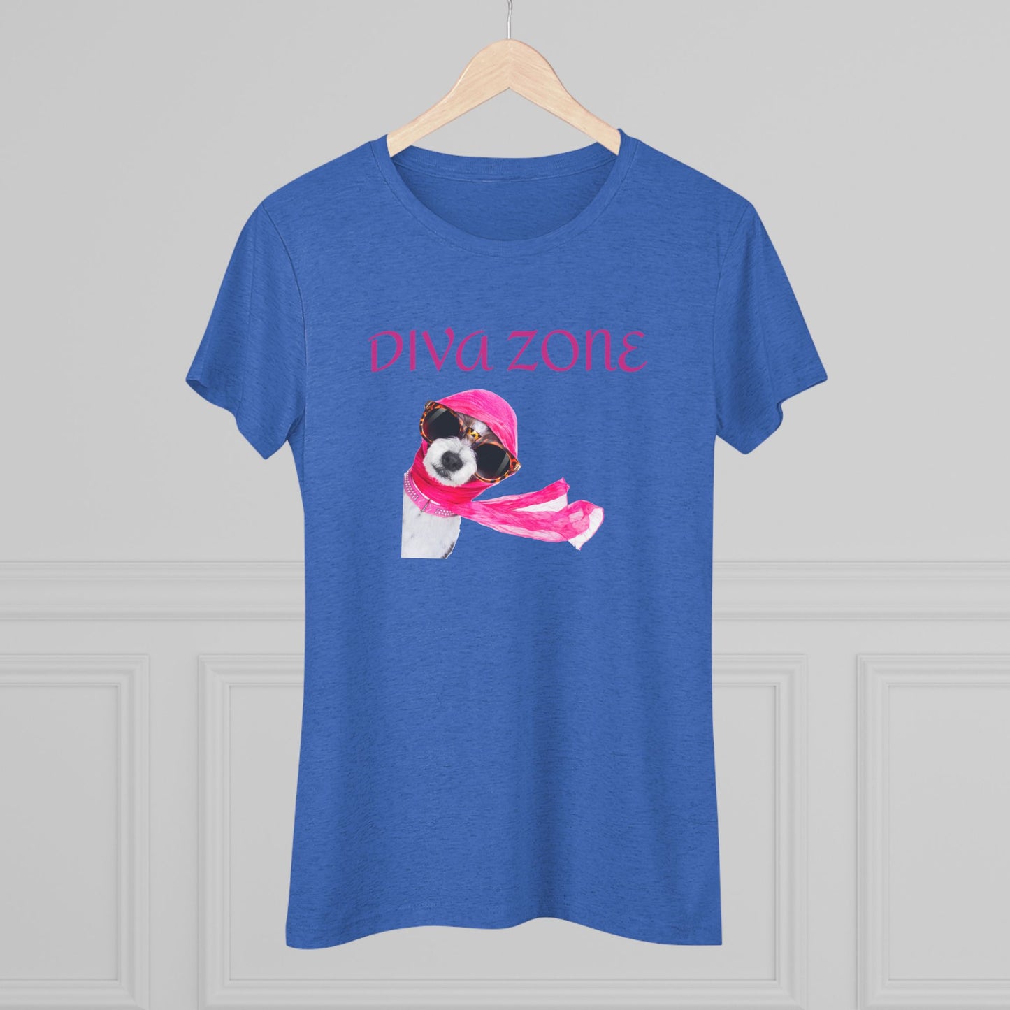 Diva Zone Women's Triblend Tee - Fun Dog Lover Shirt, Cute Gift for Animal Lovers, Casual Summer Top, Dog Mom Outfit, Pet Enthusiast Apparel