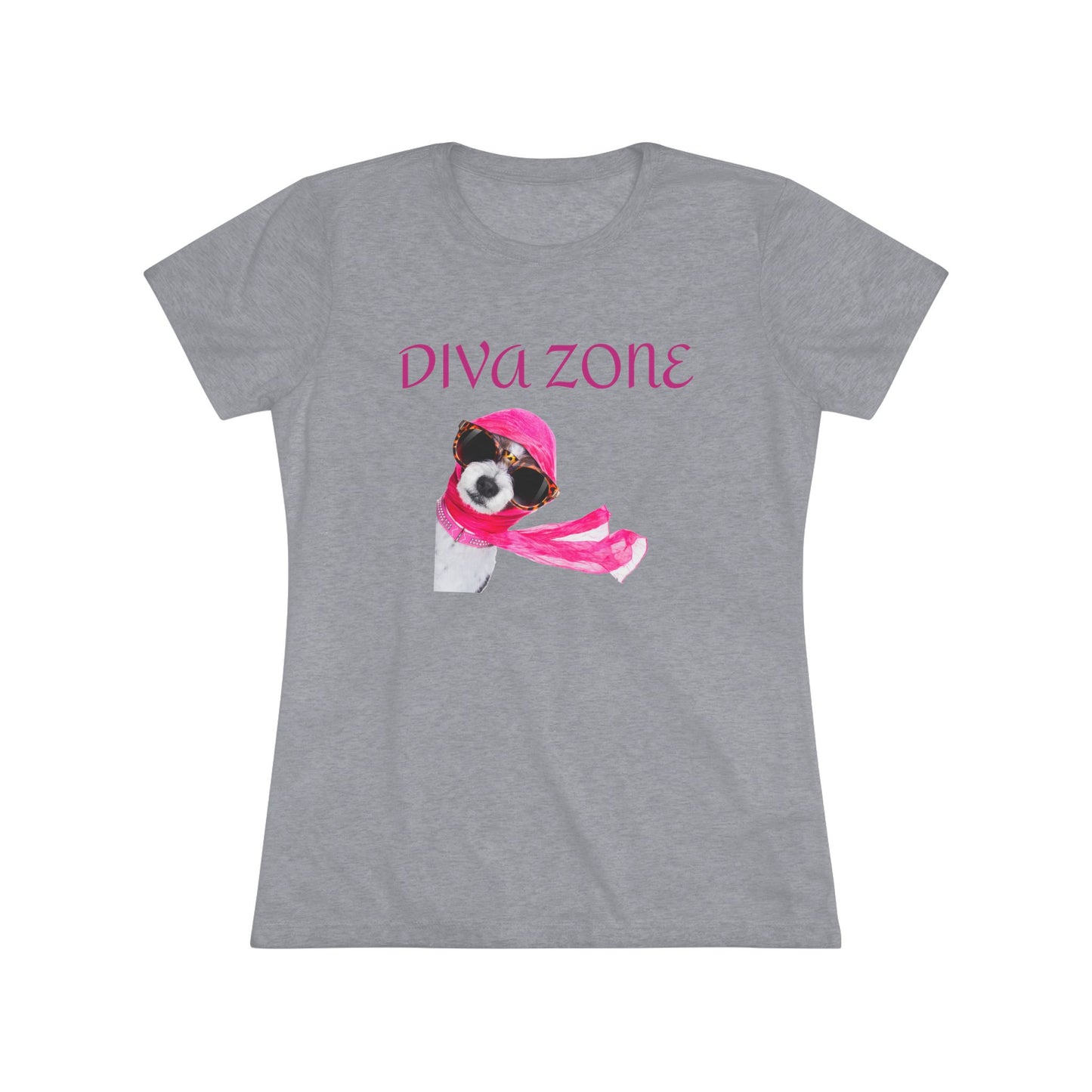 Diva Zone Women's Triblend Tee - Fun Dog Lover Shirt, Cute Gift for Animal Lovers, Casual Summer Top, Dog Mom Outfit, Pet Enthusiast Apparel