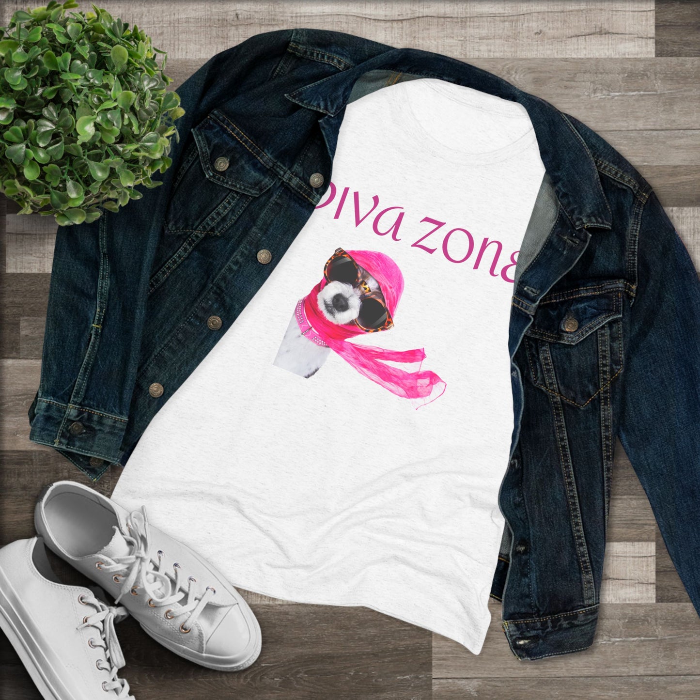 Diva Zone Women's Triblend Tee - Fun Dog Lover Shirt, Cute Gift for Animal Lovers, Casual Summer Top, Dog Mom Outfit, Pet Enthusiast Apparel