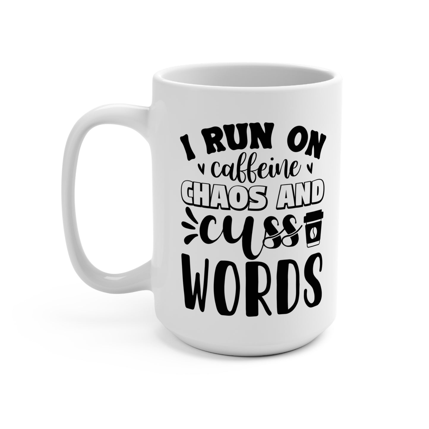 Caffeine & Cuss Words Mug | Funny Coffee Cup for Writers, Gift for Coffee Lovers, Humor Mug for Office, Ideal for Birthdays