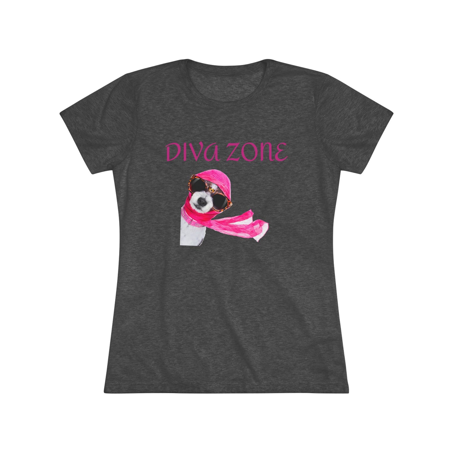 Diva Zone Women's Triblend Tee - Fun Dog Lover Shirt, Cute Gift for Animal Lovers, Casual Summer Top, Dog Mom Outfit, Pet Enthusiast Apparel