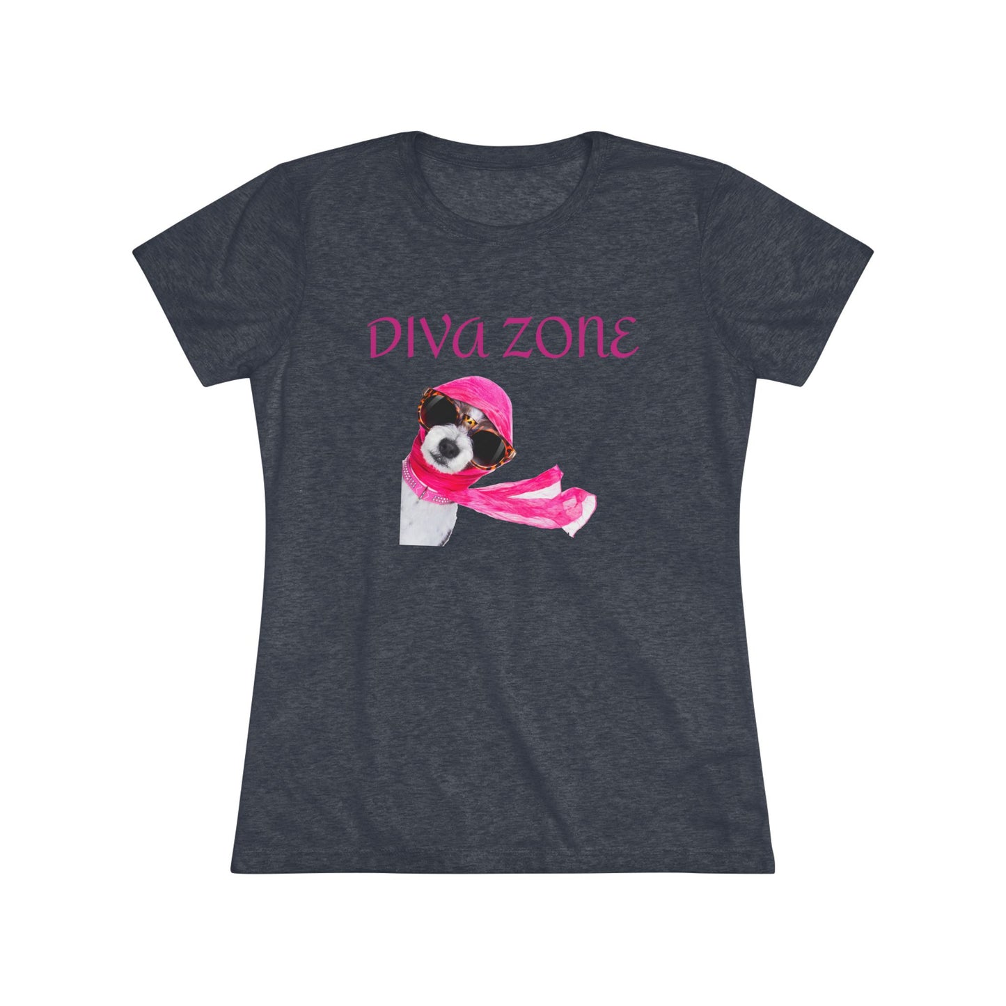 Diva Zone Women's Triblend Tee - Fun Dog Lover Shirt, Cute Gift for Animal Lovers, Casual Summer Top, Dog Mom Outfit, Pet Enthusiast Apparel