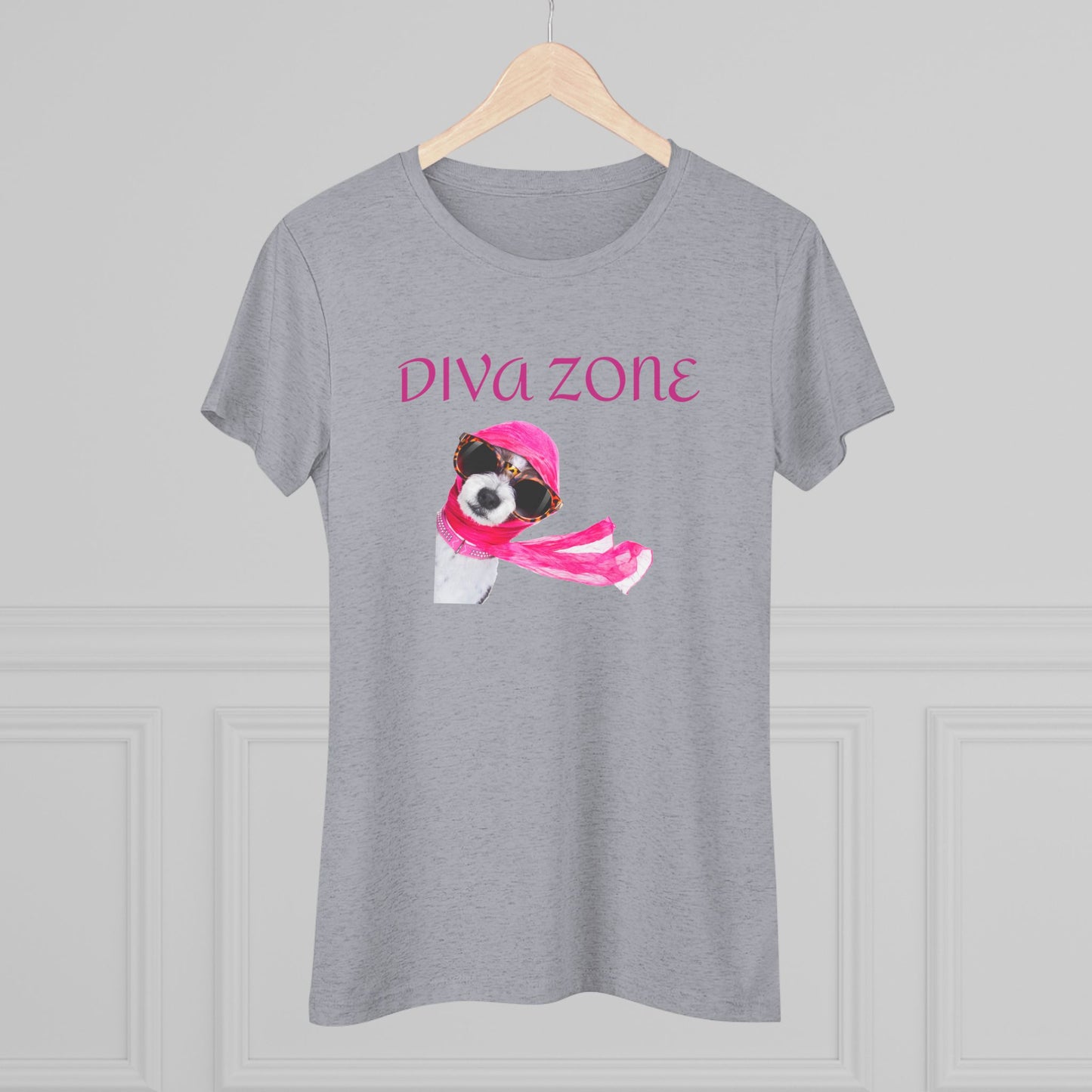 Diva Zone Women's Triblend Tee - Fun Dog Lover Shirt, Cute Gift for Animal Lovers, Casual Summer Top, Dog Mom Outfit, Pet Enthusiast Apparel