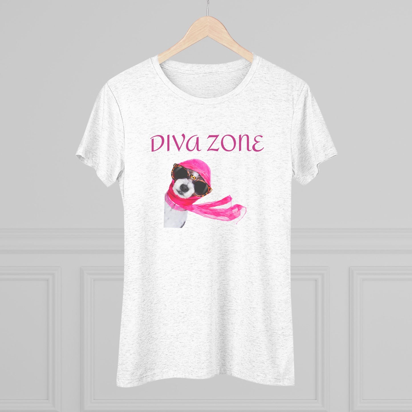 Diva Zone Women's Triblend Tee - Fun Dog Lover Shirt, Cute Gift for Animal Lovers, Casual Summer Top, Dog Mom Outfit, Pet Enthusiast Apparel