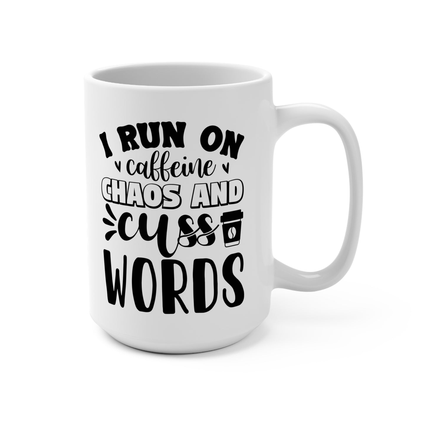 Caffeine & Cuss Words Mug | Funny Coffee Cup for Writers, Gift for Coffee Lovers, Humor Mug for Office, Ideal for Birthdays