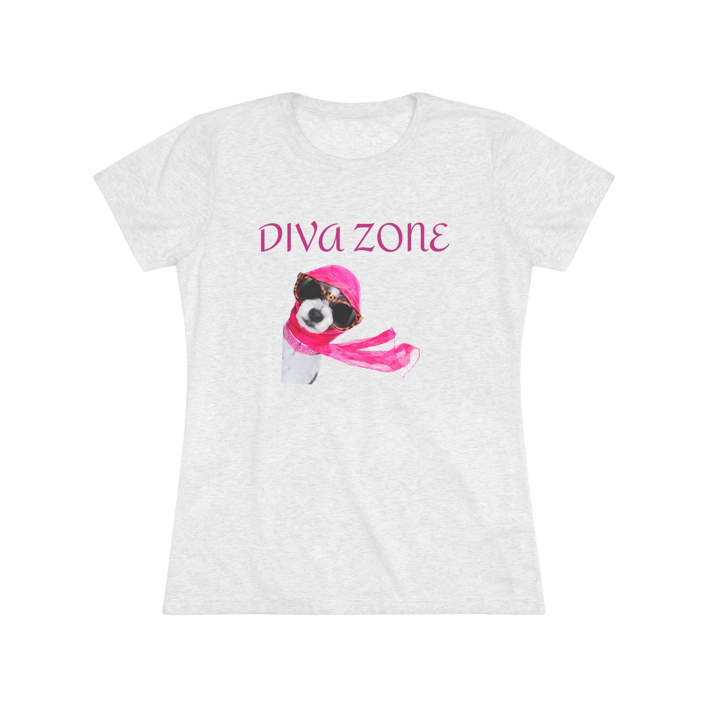Diva Zone Women's Triblend Tee - Fun Dog Lover Shirt, Cute Gift for Animal Lovers, Casual Summer Top, Dog Mom Outfit, Pet Enthusiast Apparel