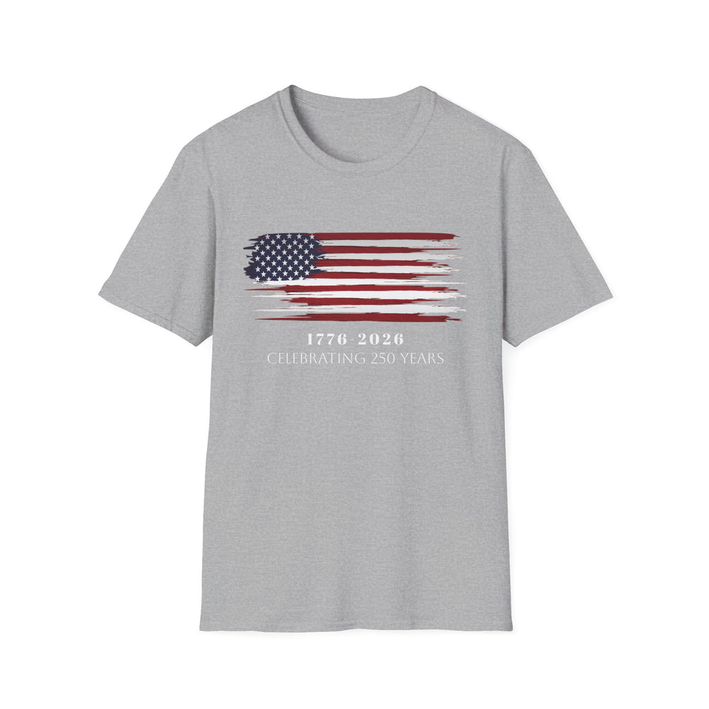 American Flag Celebration T-Shirt, 250 Year Anniversary Tee, Unisex Patriotic Shirt, Independence Day Gift, 4th of July Apparel