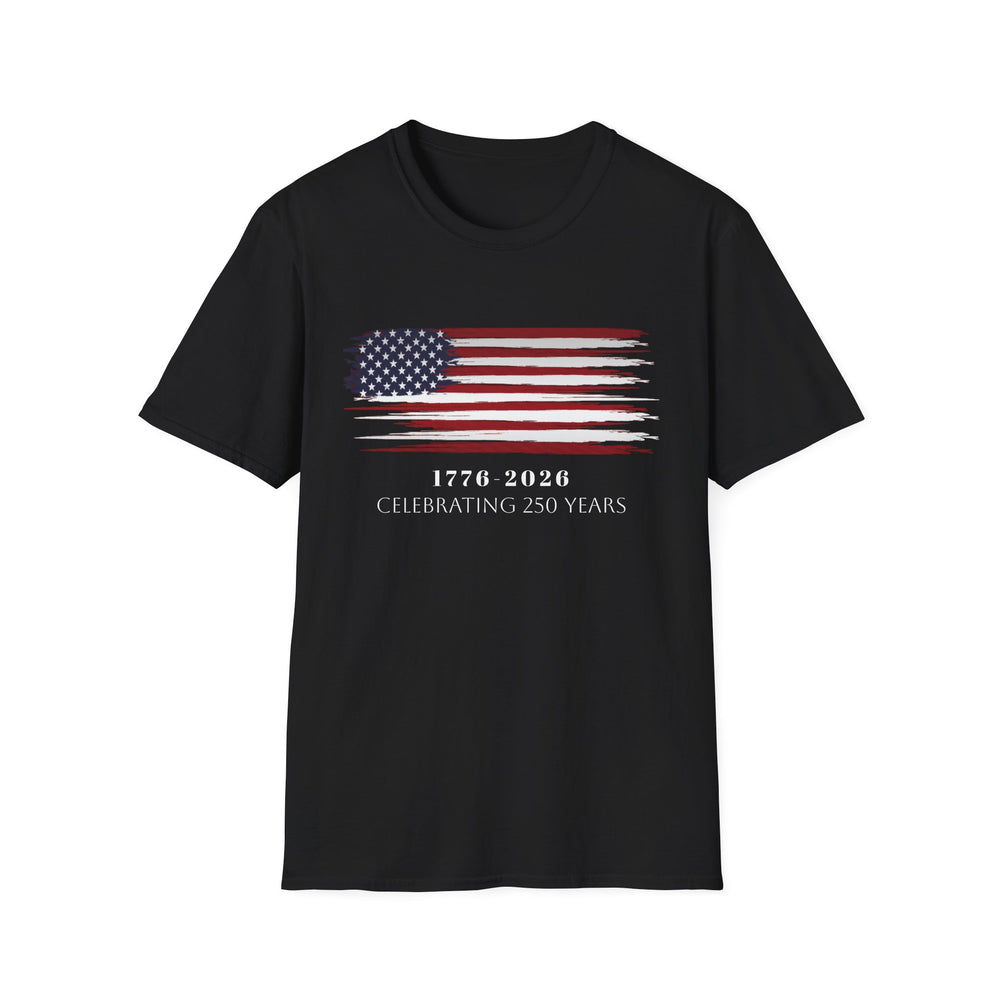 American Flag Celebration T-Shirt, 250 Year Anniversary Tee, Unisex Patriotic Shirt, Independence Day Gift, 4th of July Apparel