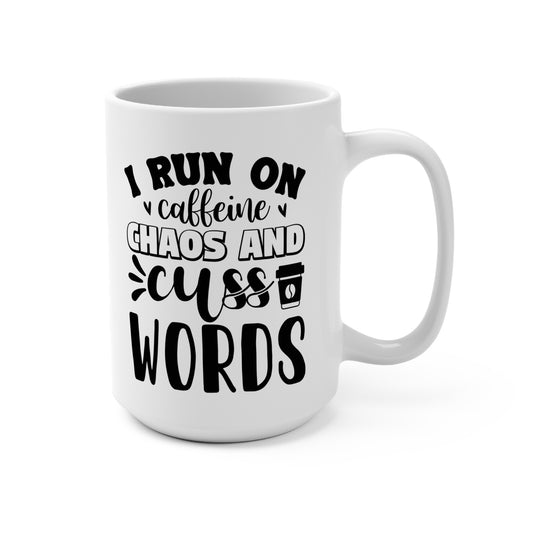 Caffeine & Cuss Words Mug | Funny Coffee Cup for Writers, Gift for Coffee Lovers, Humor Mug for Office, Ideal for Birthdays