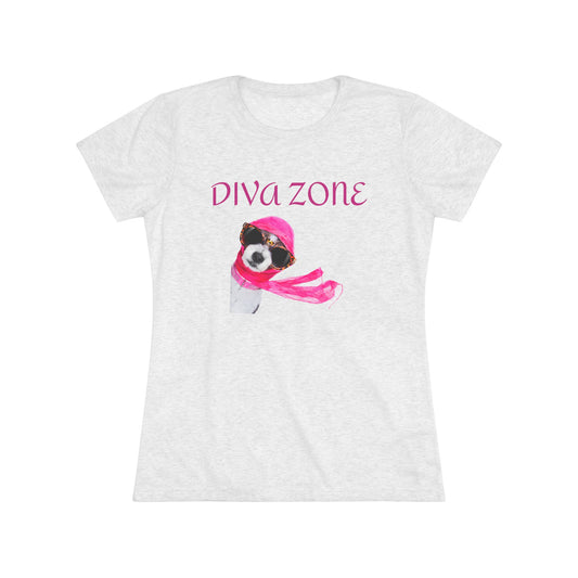 Diva Zone Women's Triblend Tee - Fun Dog Lover Shirt, Cute Gift for Animal Lovers, Casual Summer Top, Dog Mom Outfit, Pet Enthusiast Apparel